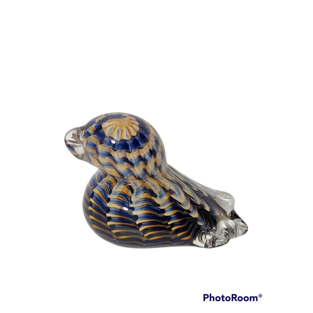The Glass Forge Hand Blown Glass Signed Blue Duck Paperweight 4" 2021